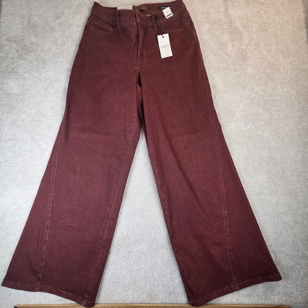 Judy Blue Retro Wide Leg High Waist Burgundy Jeans 14W NWT